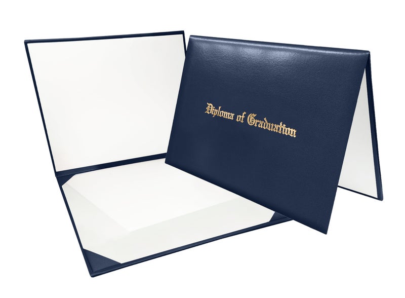 Gradplaza Diploma Cover for Certificate 8.5"x 11" Imprinted â€œDiploma of Graduationâ€ Navy Diploma Holder Smooth for High School,University - Image 1